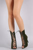 Suede Peep Toe Lace-Up Stiletto Boots