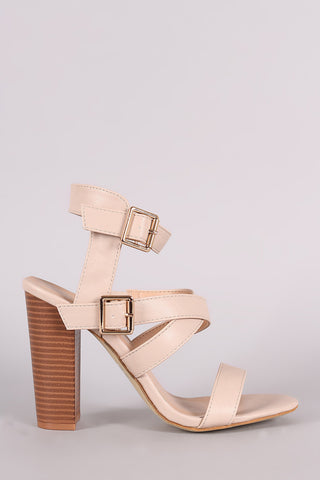 Strappy Double Buckle Chunky Heel