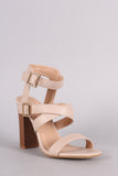 Strappy Double Buckle Chunky Heel