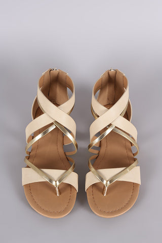 City Classified Two Tone Crisscross Flat Sandal