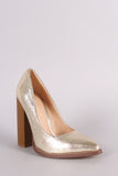 Liliana Metallic Pointy Toe Chunky Heeled Pump