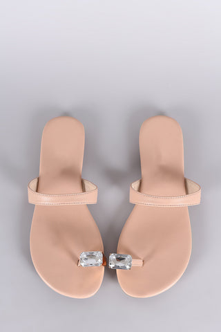 Gemstone Toe Ring Slip On Flat Sandal