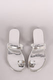 Patent Gemstone Toe Ring Slip On Flat Sandal