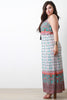 Patterned Print Cinched Waist Sleeveless Maxi Dress