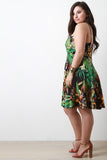 Tropical Print Sweetheart Fit And Flare Dress