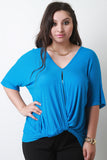 Twisted Slit Front Dolman Sleeves Top