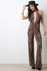 Leopard Mock Neck Sleeveless Jumpsuit