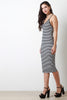 Striped V-Neck Sleeveless Midi Dress