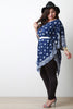 Floral Print Quarter Sleeve Waist-Tie Poncho Top