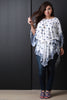 Floral Print Quarter Sleeve Waist-Tie Poncho Top