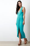 Surplice Wrap V-Neck Gathered Center Dress