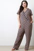 Woven Chevron Print Surplice Jumpsuit