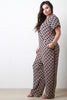 Woven Chevron Print Surplice Jumpsuit