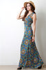 Paisley Boho Print Surplice Sleevess Maxi Dress