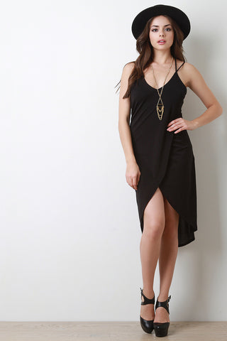 Backless High Low Hem Wrap Dress