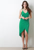 Backless High Low Hem Wrap Dress