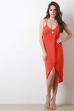 Backless High Low Hem Wrap Dress