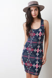 Tribal Print Sleeveless Bodycon Mini Dress