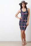 Tribal Print Sleeveless Bodycon Mini Dress