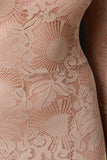 Semi Sheer Mock Neck Lace Dress