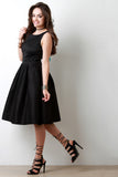 Solid Taffeta Pleated Midi Dress