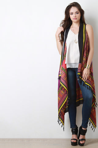 Dashiki Print Sleeveless Maxi Vest