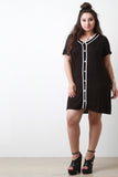 Button Up Sporty Tee Shirt Dress