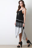 Striped Tie Dye Handkerchief Hem Maxi Dress