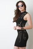 Eyelet Mock Neck Bodycon