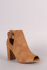 Qupid Distressed Slit Peep Toe Booties