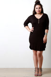 Solid Dolman Sleeves Scoop Neck Dress