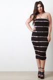 Strapless Tie Dye striped Midi Dress