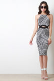 Graphic Tribal Print Cut Out Bodycon Dress