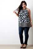 Floral and Square Print Sleeveless Top