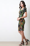 Tropical Print Retro Bodycon Dress