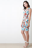 Retro Square Neckline Floral Print Mini Dress