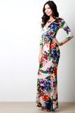 Floral Print Surplice Waist Sash Maxi Dress