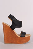 Soda Ankle Strap Open Toe Wooden Platform Wedge