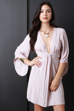 Deep V Neck Bell Sleeve Dress