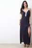 Eyelet Trim V Neckline Maxi Dress