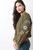 Patches Zip Up Bomber Jacket