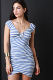 Surplice Striped Bodycon Mini Dress