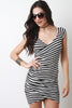 Surplice Striped Bodycon Mini Dress