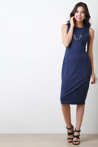 Speckle Knit Sleeveless Midi Dress