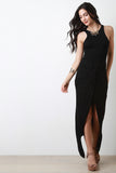 Jersey Knit Twisted-Front Sleeveless Dress