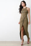 Jersey Knit Twisted-Front Sleeveless Dress