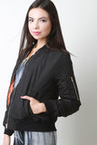 Orange Lined Puffy Bomber Jacket