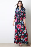 Floral Print Surplice Side Slit Maxi Dress