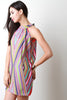 Mock Neck Sleeveless Neon Tribal Print Shift Dress