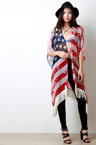 Wear It Proudly Fringe Trimmed Poncho